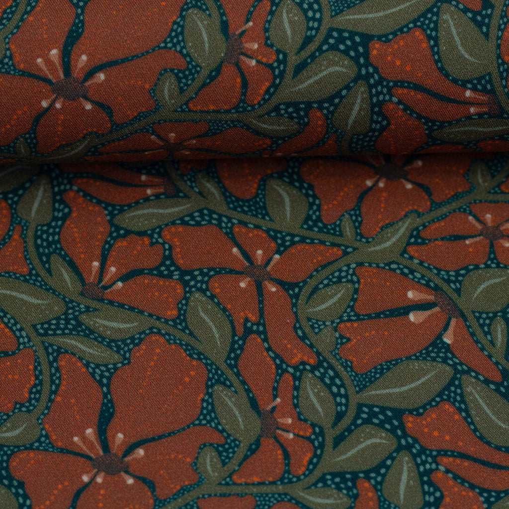 Viskose Webware Swafing - Trailing Flowers by Bienvenido Colorido terracotta