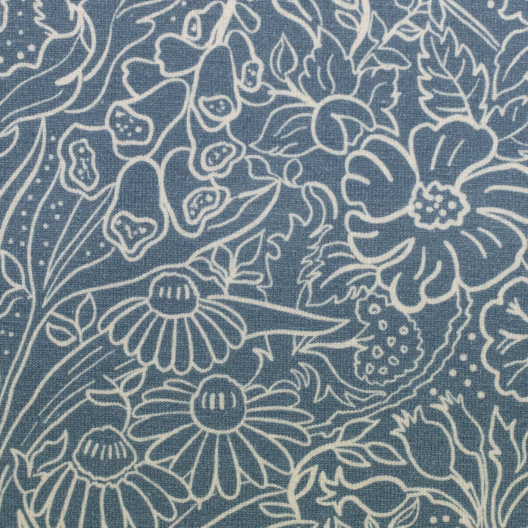 Jersey Swafing - Autumn Damask naturweiß/provincial blue by Bienvenido Colorido