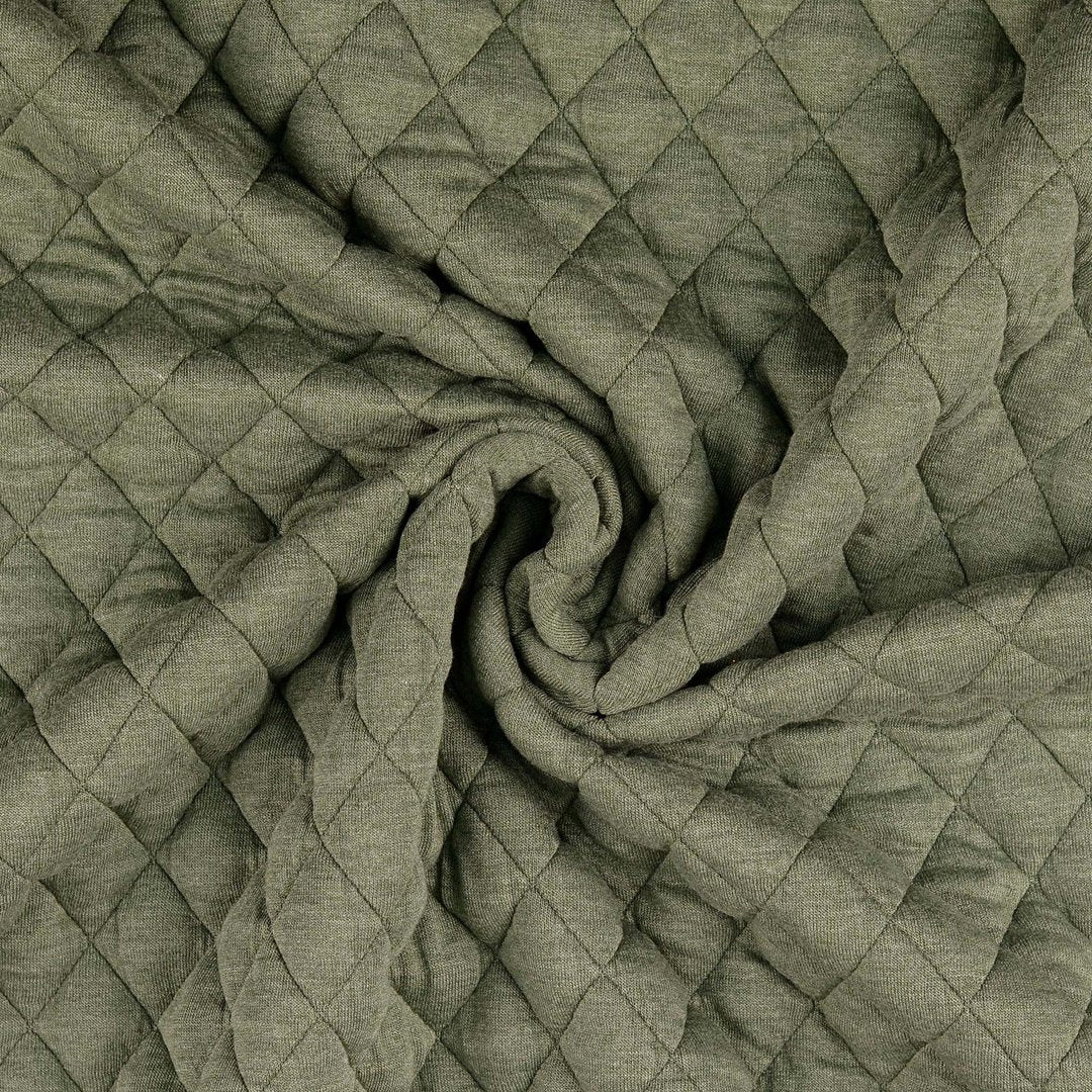 Jacquard Steppstoff Rauten dehnbar - oliv *Videovorstellung*