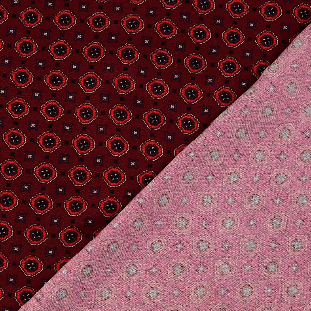 Viskose Twill Ornamente groß - bordeaux *Videovorstellung*