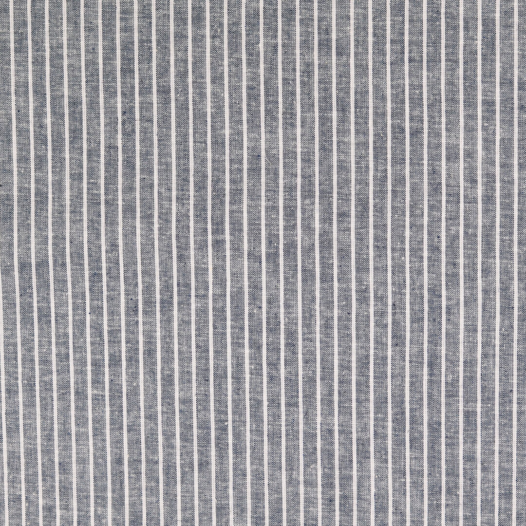 Leinen-Baumwolle meliert mit breiten Streifen - navy