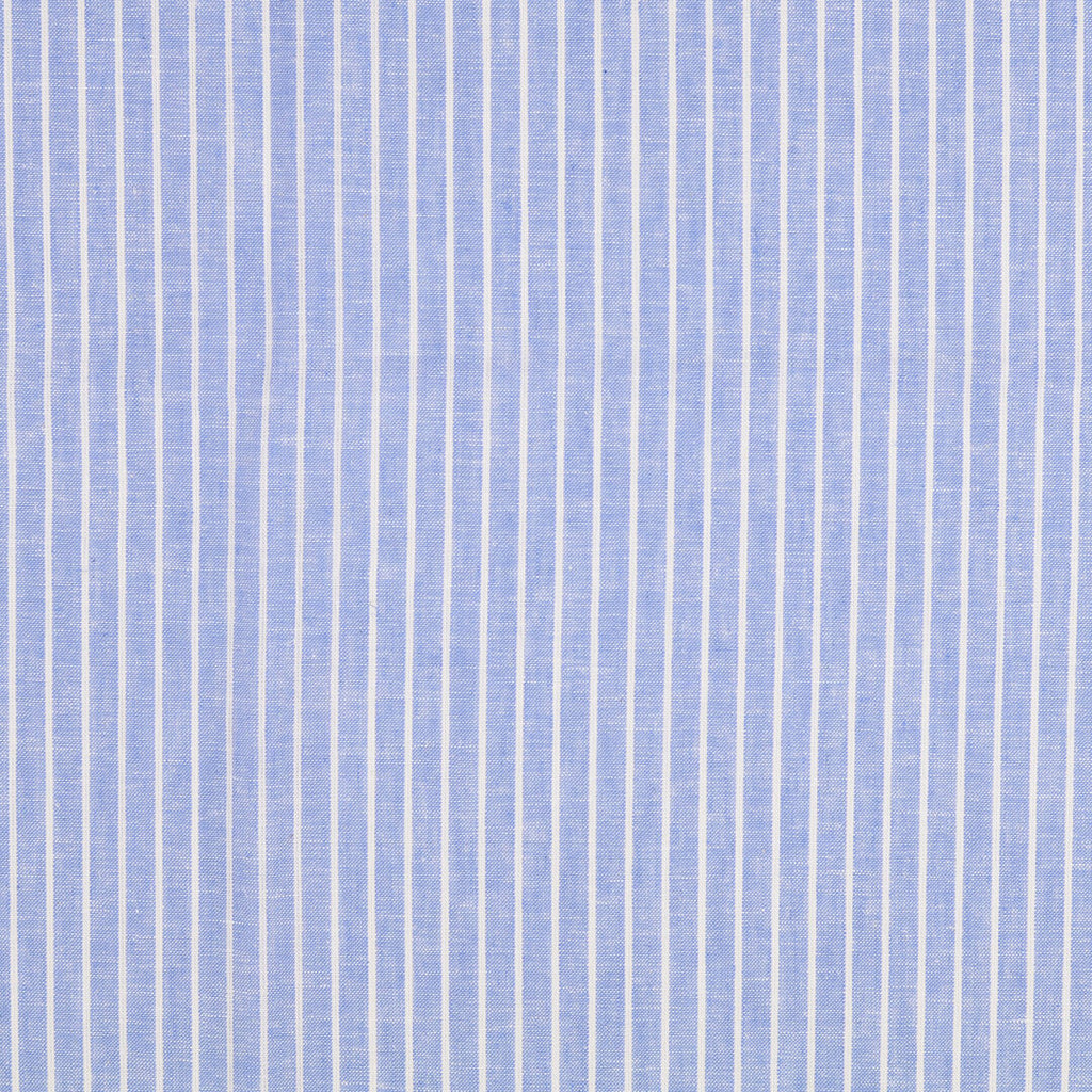 Leinen-Baumwolle meliert mit breiten Streifen - blau