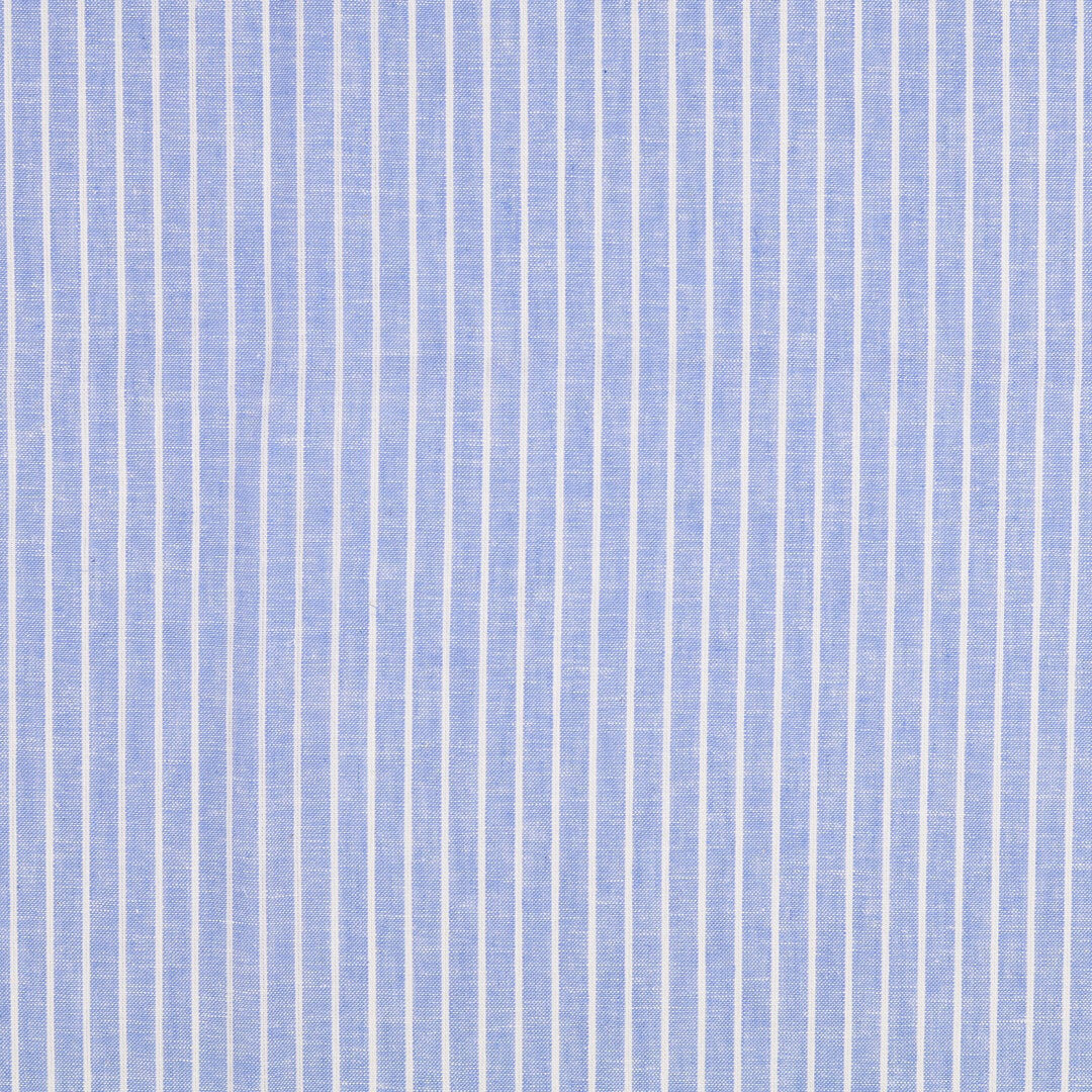 Leinen-Baumwolle meliert mit breiten Streifen - blau