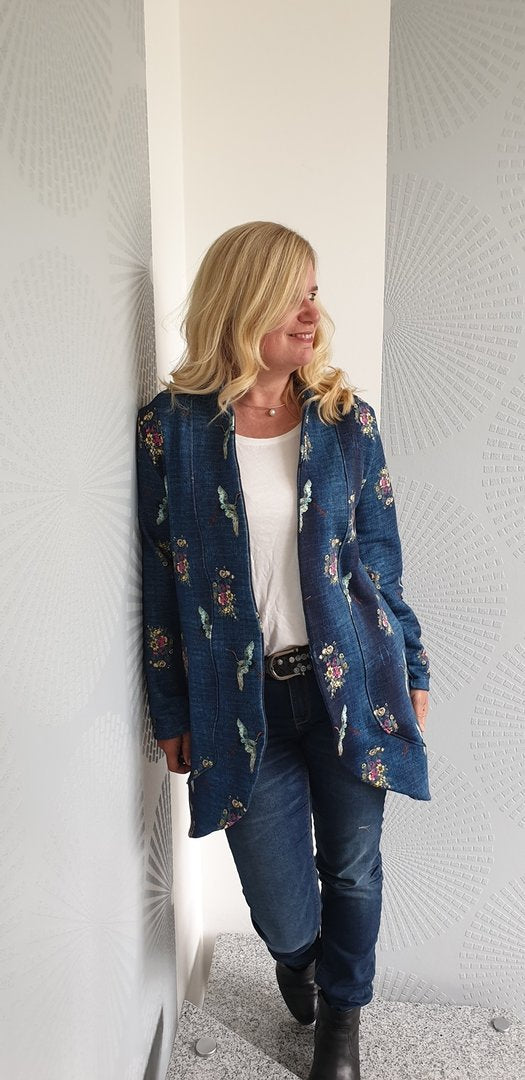 Designbeispiel: lillesol women No.46 LongCardigan mit Schalkragen