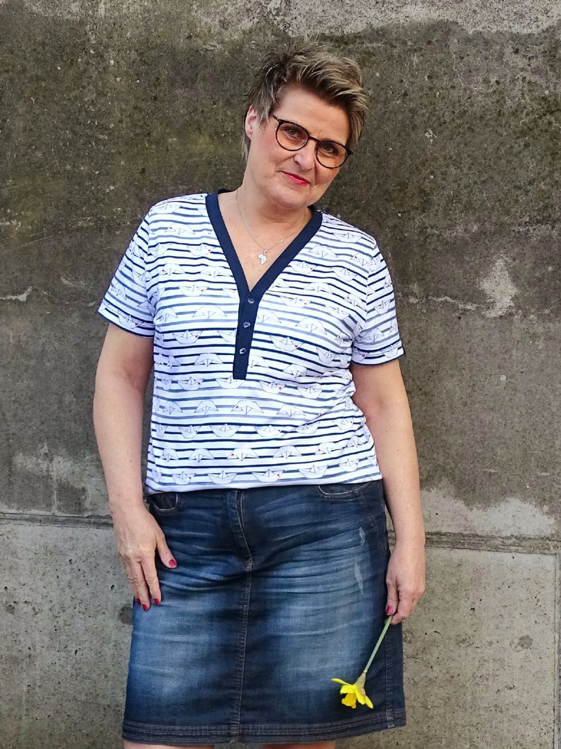 Designbeispiel: lillesol women No.53 Shirt mit Knopfleiste