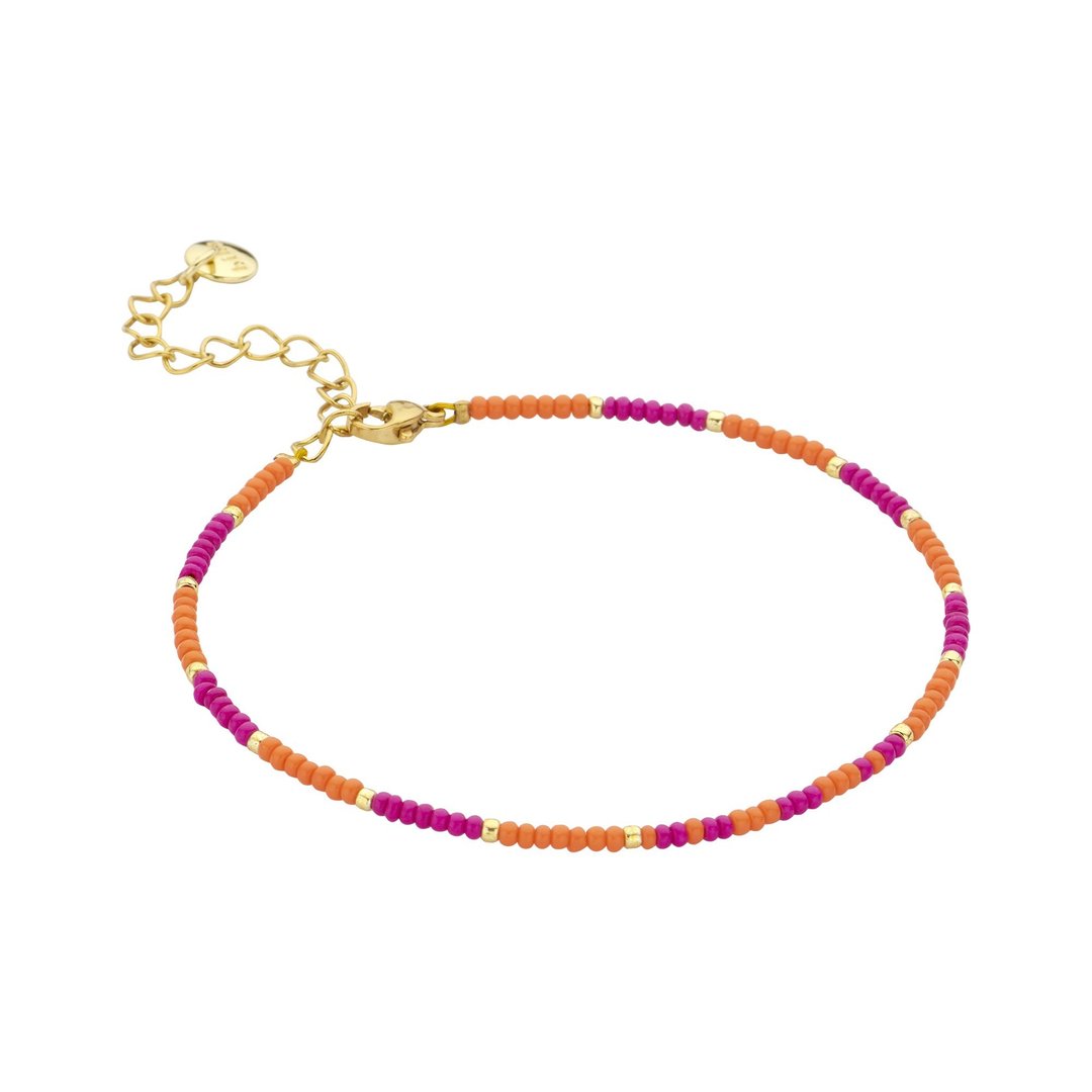 Fusskettchen pink orange mit kleinen Perlen / Beads Summer Boho