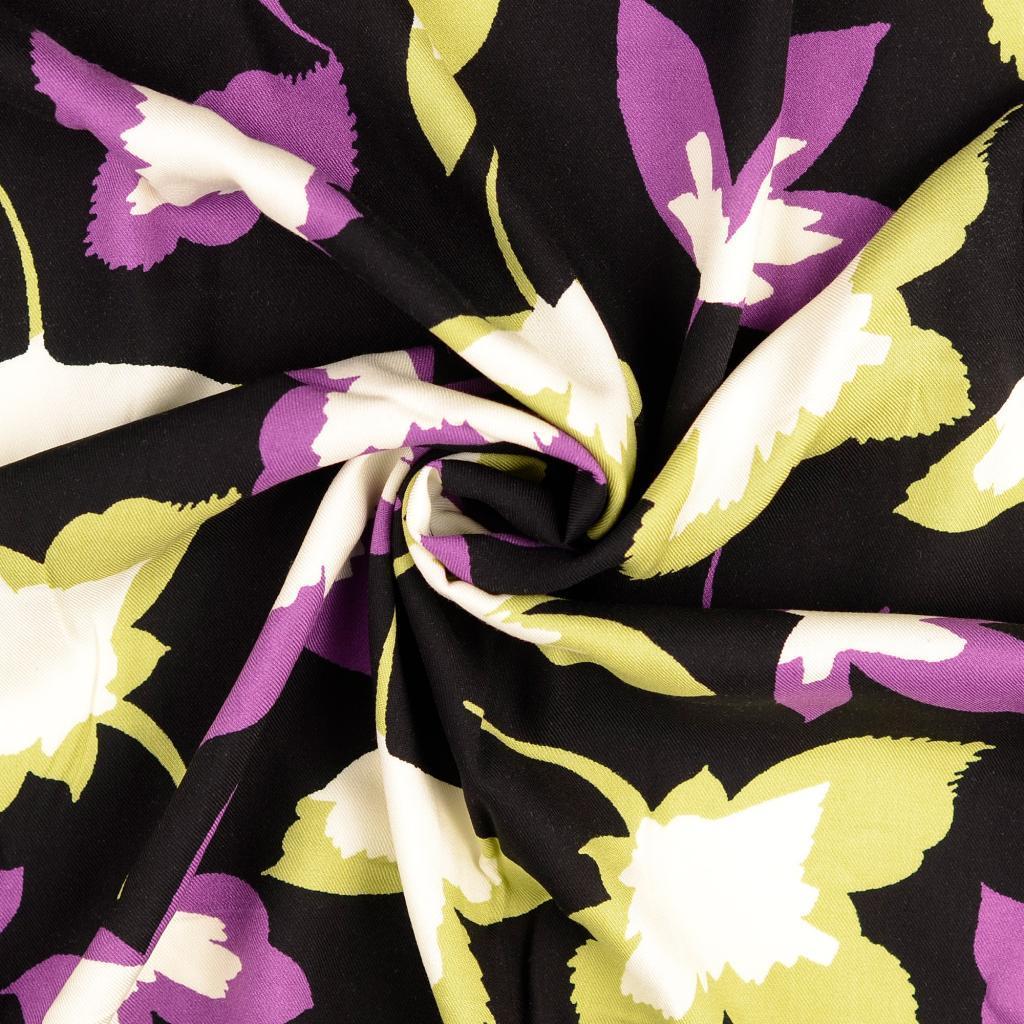 Viskose Twill Leaves - lindgrün/malve *Videovorstellung*