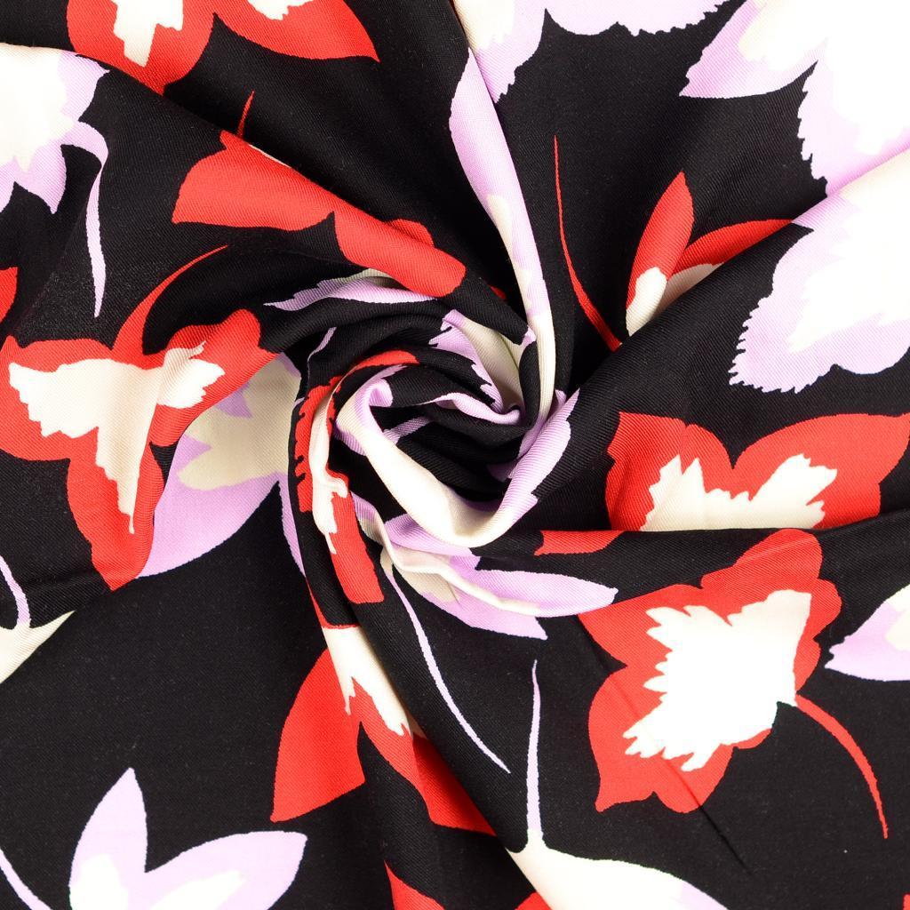 Viskose Twill Leaves - rot/flieder *Videovorstellung*