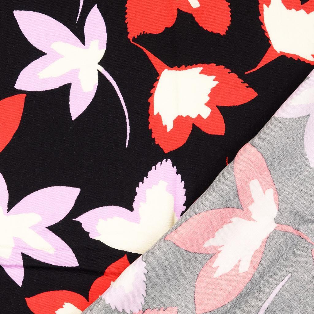 Viskose Twill Leaves - rot/flieder *Videovorstellung*