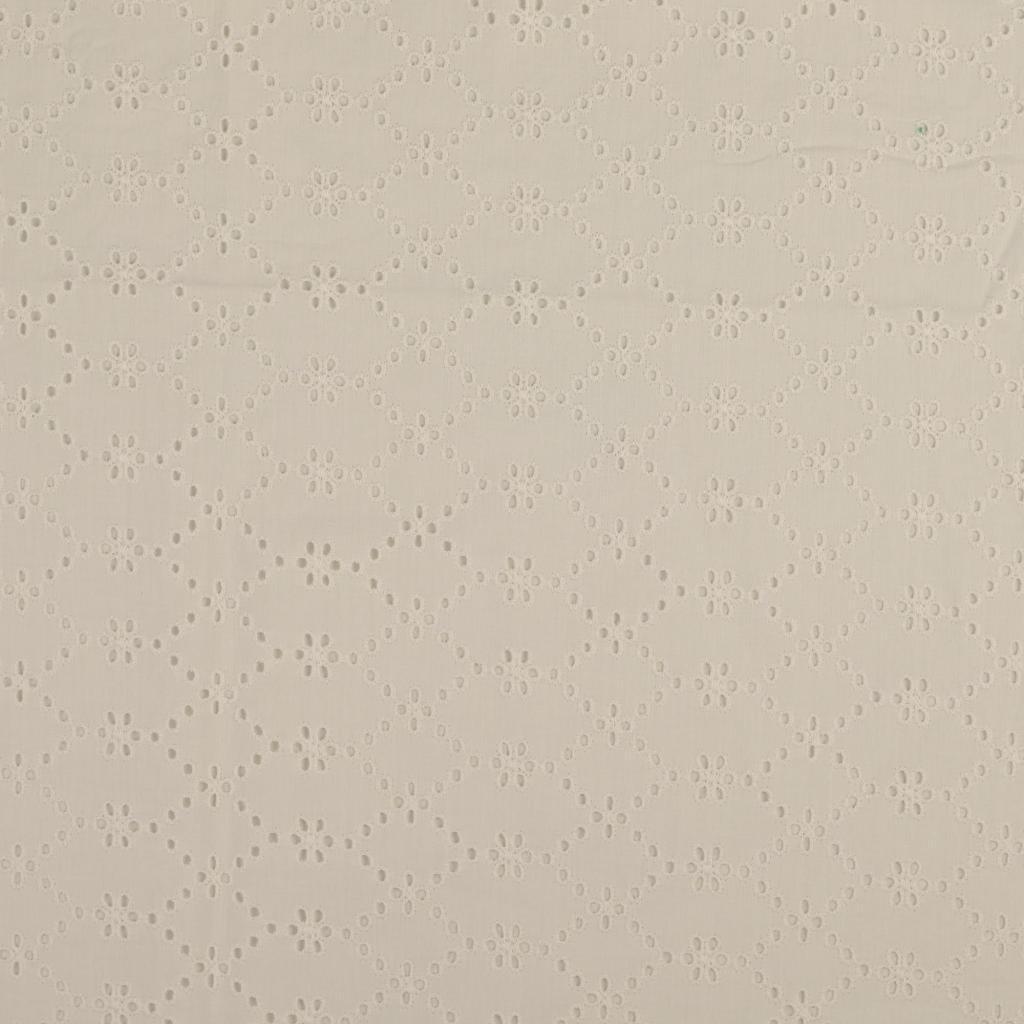 Baumwoll-Voile mit Stickerei - Blumenkaros offwhite *Videovorstellung* - Reststück 2,15m