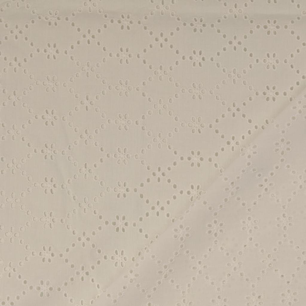 Baumwoll-Voile mit Stickerei - Blumenkaros offwhite *Videovorstellung*