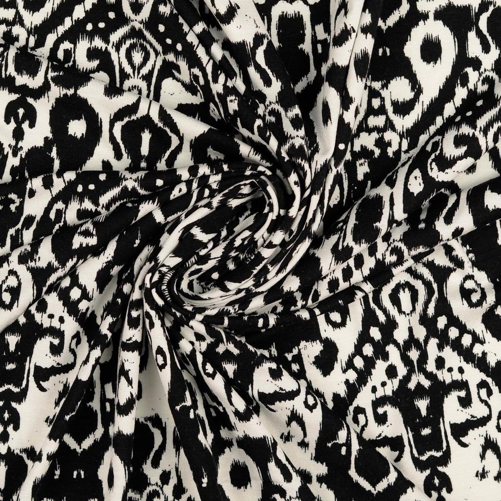 Viskosejersey Black&White - Damaskmuster *Videovorstellung*