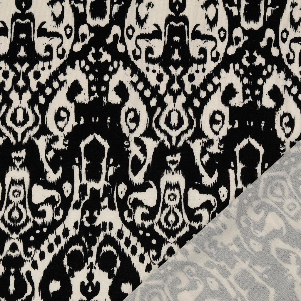 Viskosejersey Black&White - Damaskmuster *Videovorstellung*