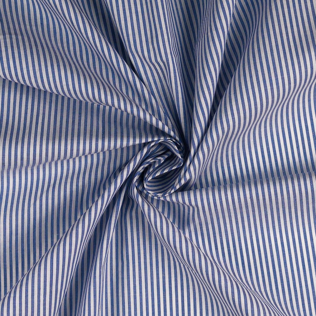 Baumwoll Popeline Streifen - blau