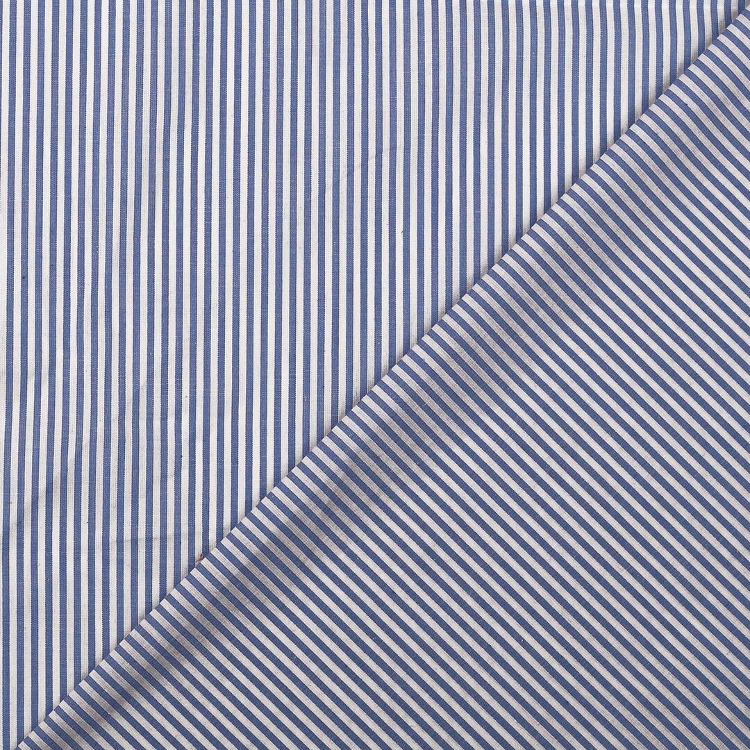 Baumwoll Popeline Streifen - blau