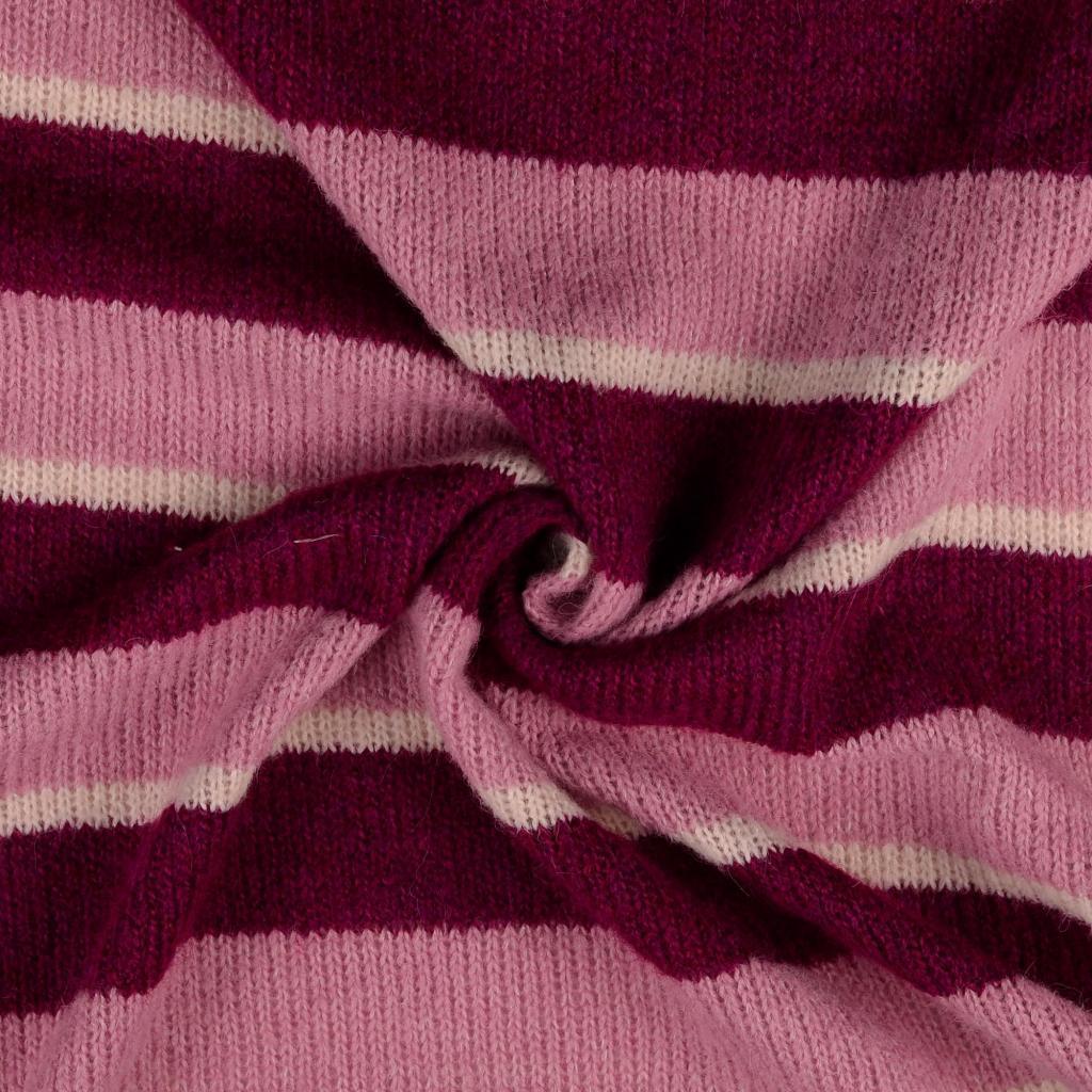 Woll Strick mit Elasthan gestreift 3farbig - rosa/ecru/pink *Videovorstellung*