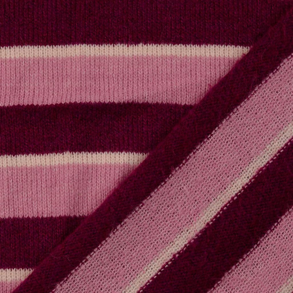 Woll Strick mit Elasthan gestreift 3farbig - rosa/ecru/pink *Videovorstellung*
