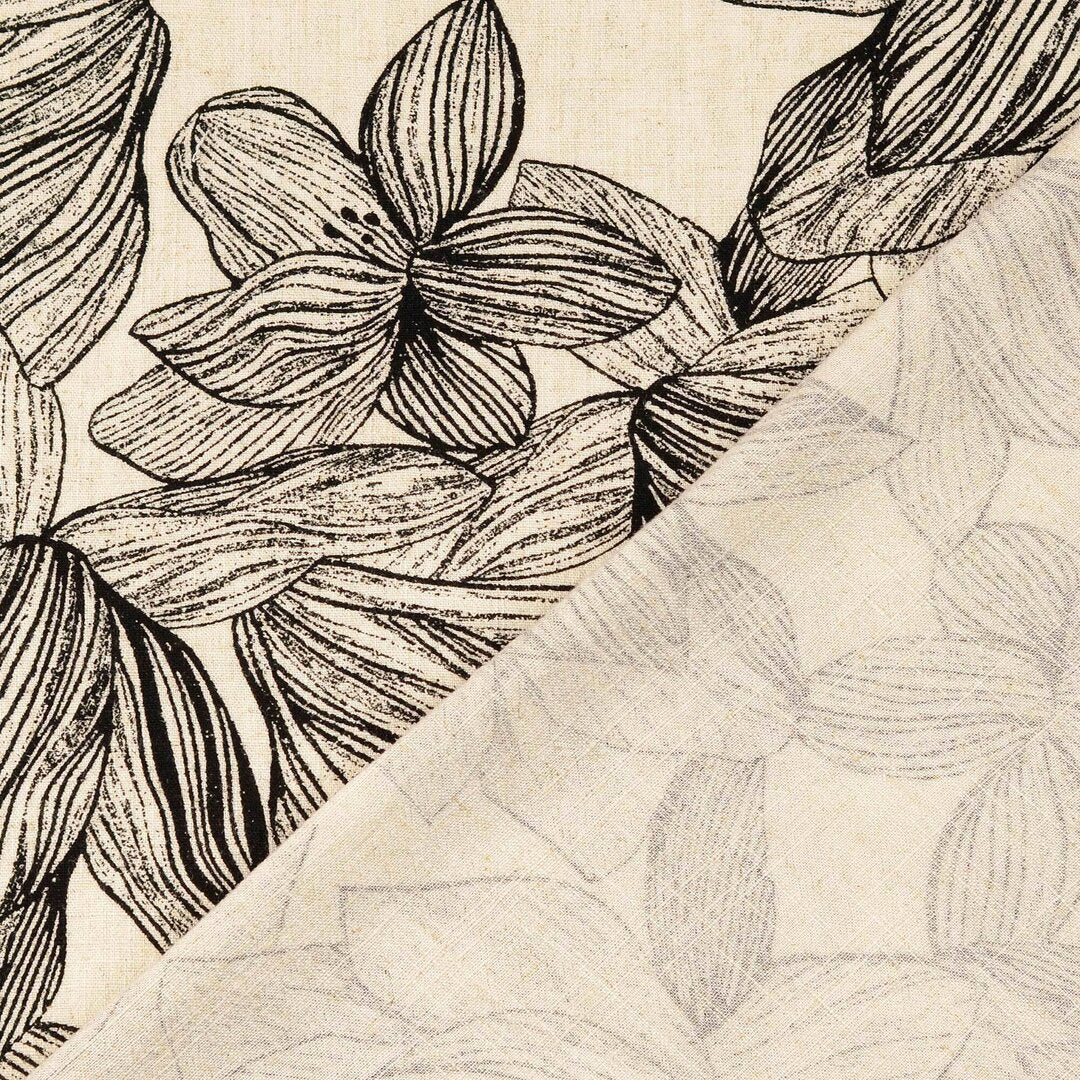 Viskose Leinen floral - natur/schwarz *Videovorstellung*