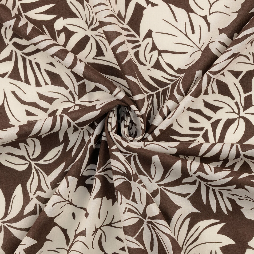 Baumwoll Voile "Palms" - dunkelbraun