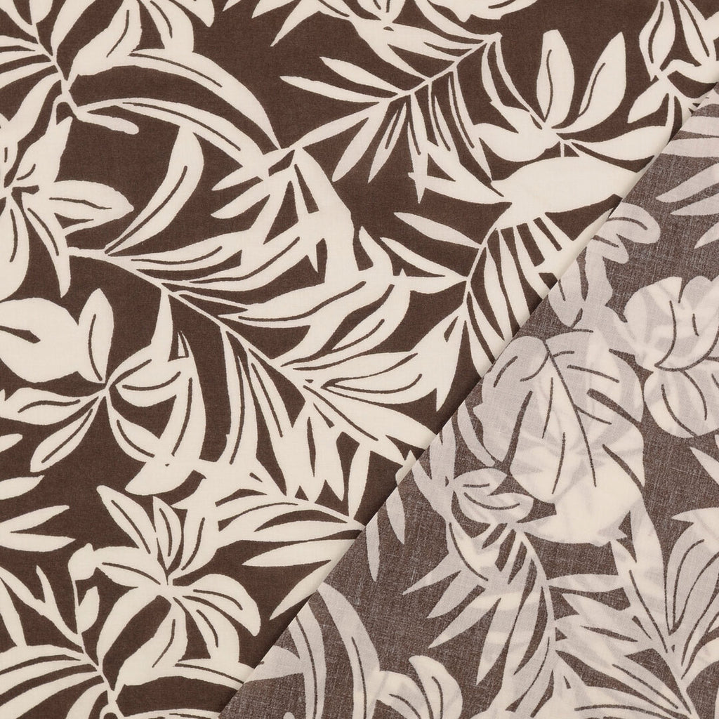 Baumwoll Voile "Palms" - dunkelbraun