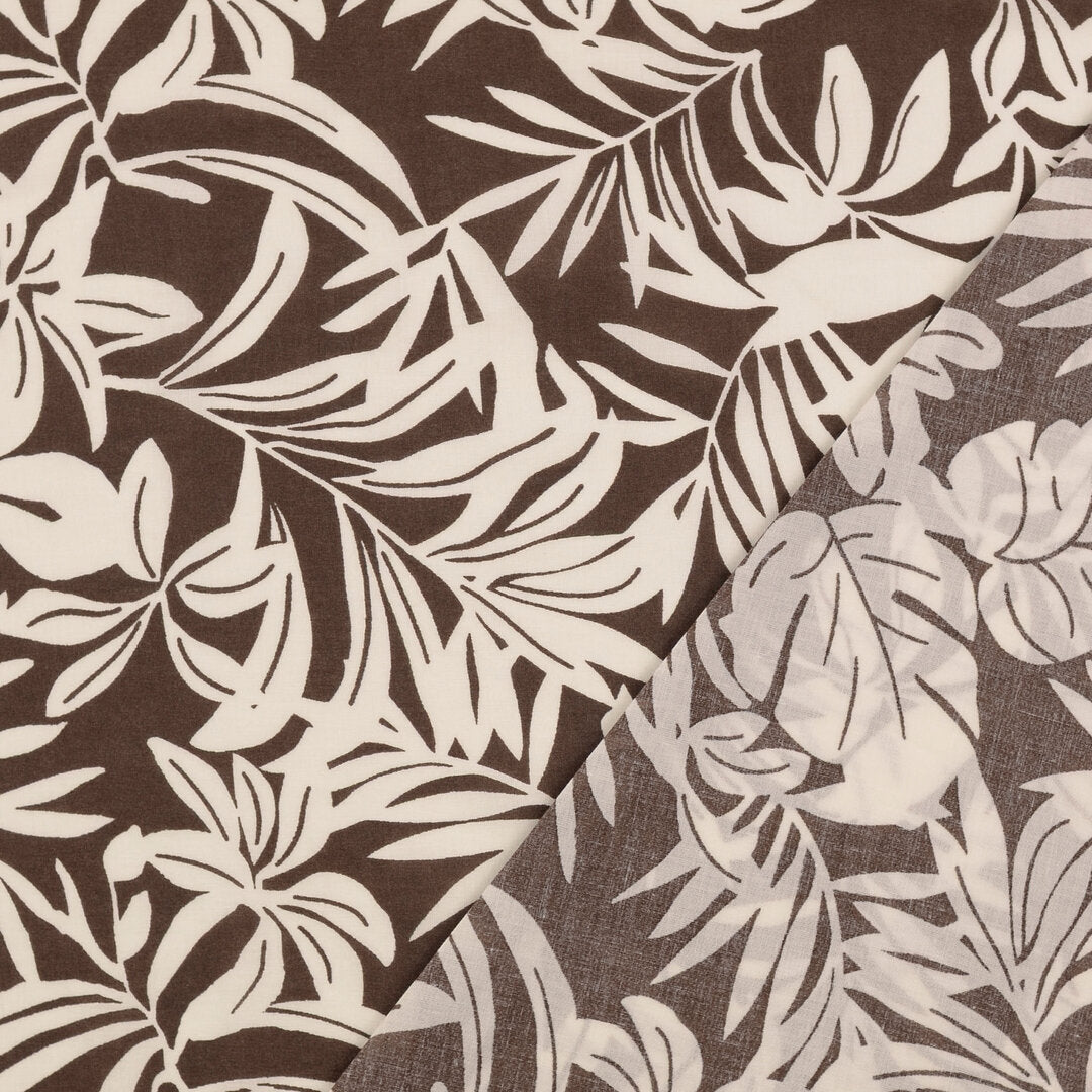Baumwoll Voile "Palms" - dunkelbraun