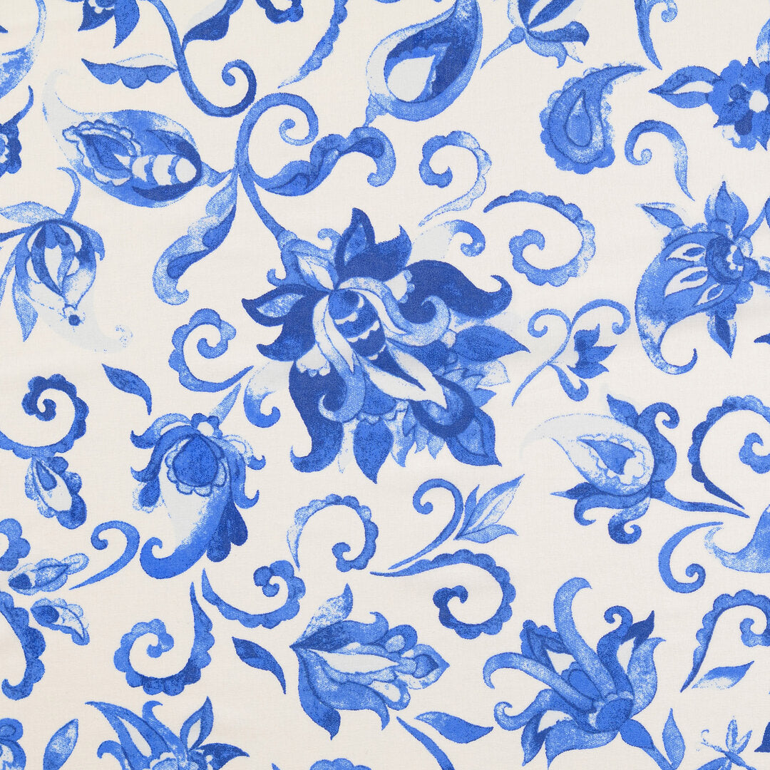 Baumwoll Voile florale Ornamente - blau - Reststück 1,9M