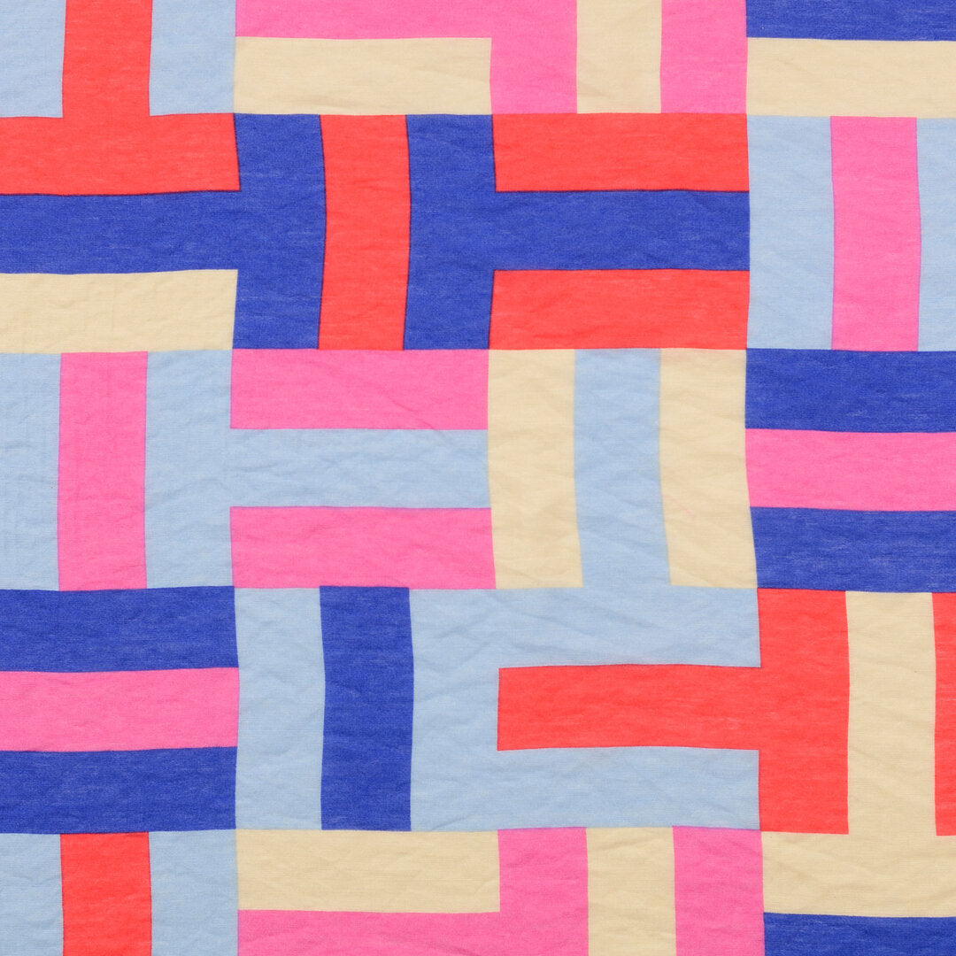 Viskosegemisch Rechtecke - blau/rosa/rot
