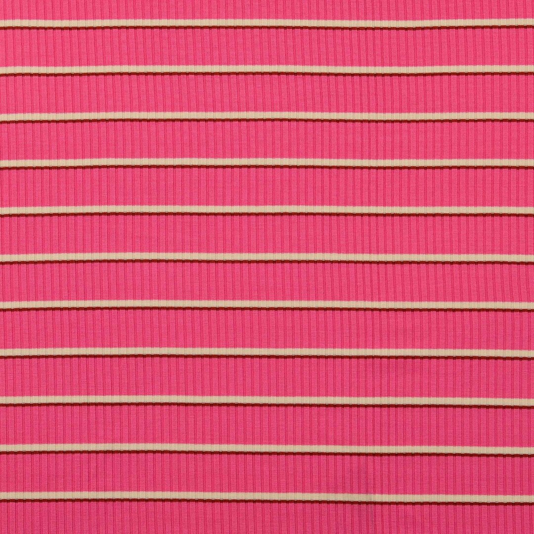 Viskose Feinripp Jersey Streifen - rosa - reststück 1,6M