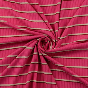 Viskose Feinripp Jersey Streifen - rosa - reststück 1,6M