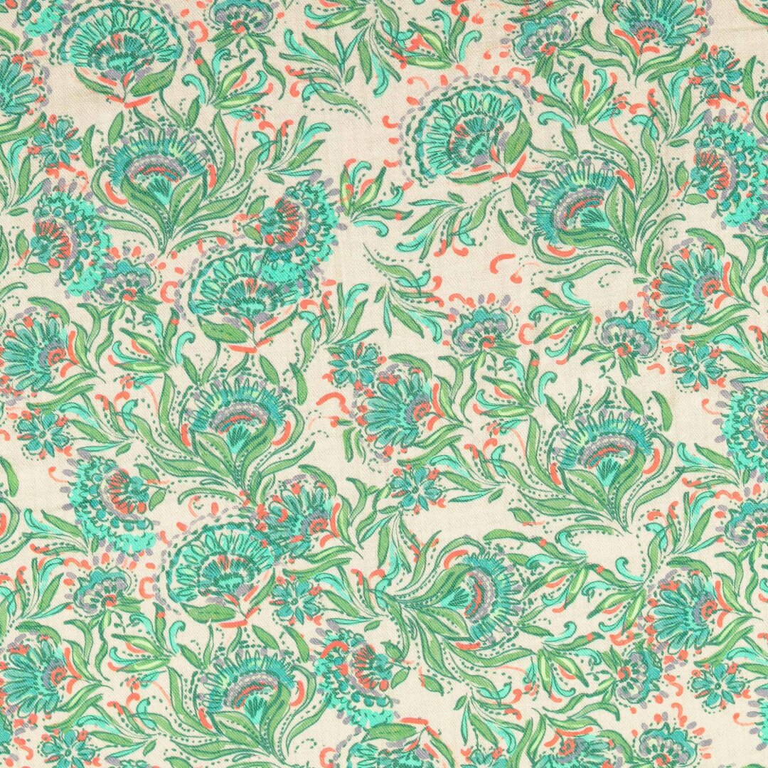 Baumwolle "Vintage" floral - grün *Videovorstellung*