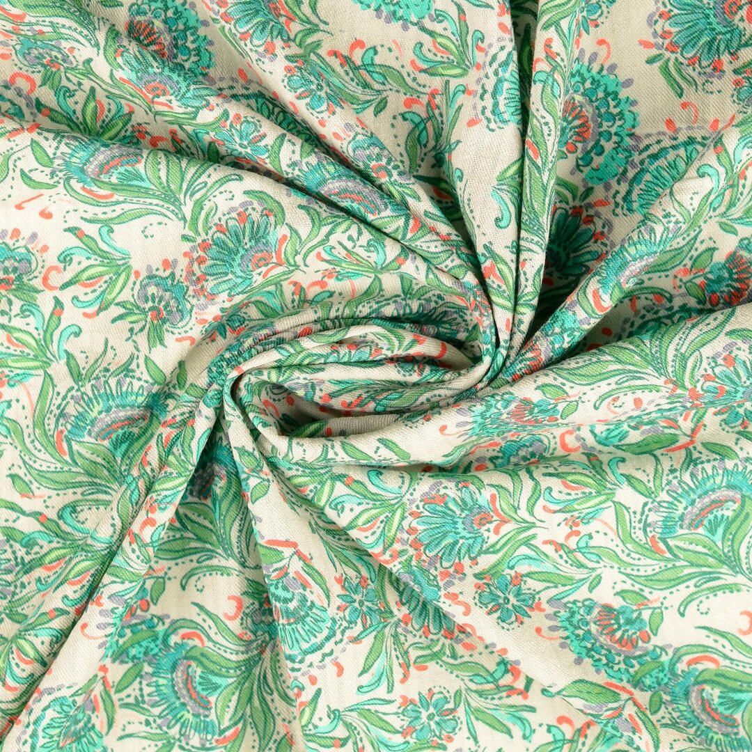 Baumwolle "Vintage" floral - grün *Videovorstellung*