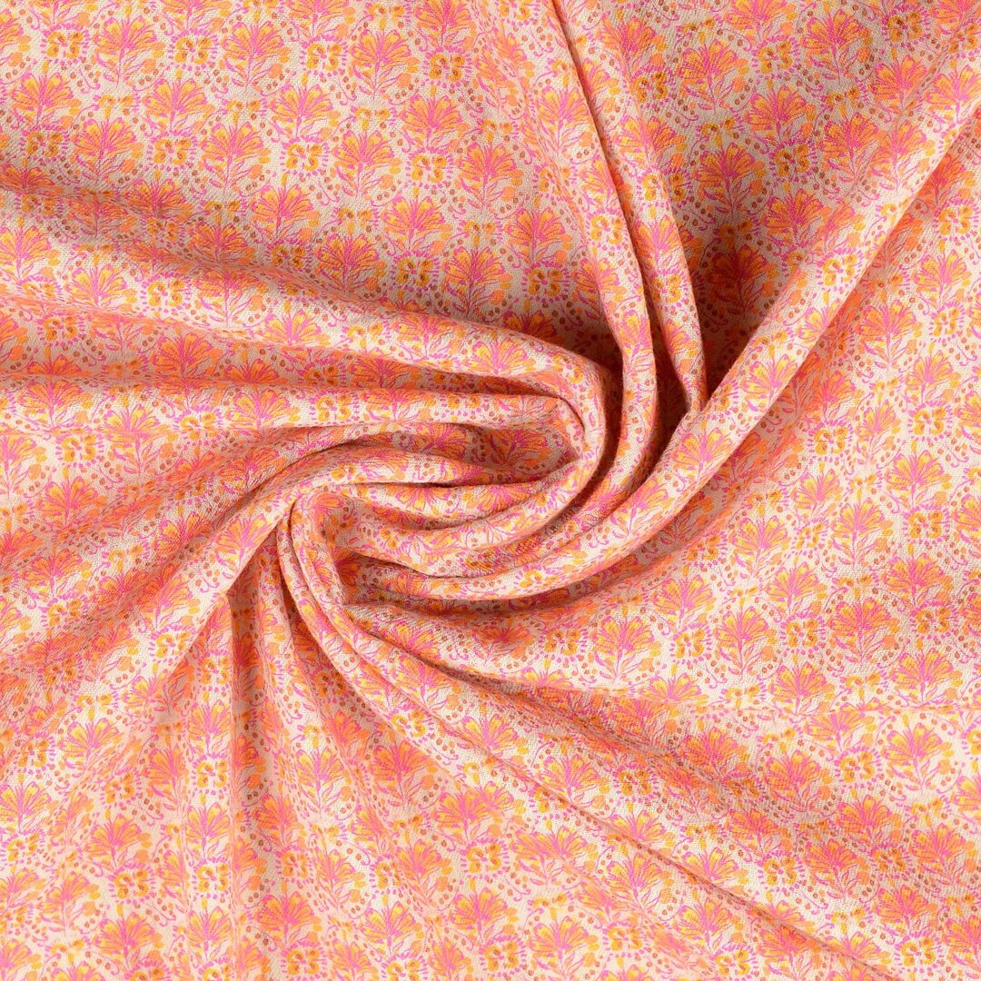 Baumwolle "Vintage" Blumen - orange *Videovorstellung*