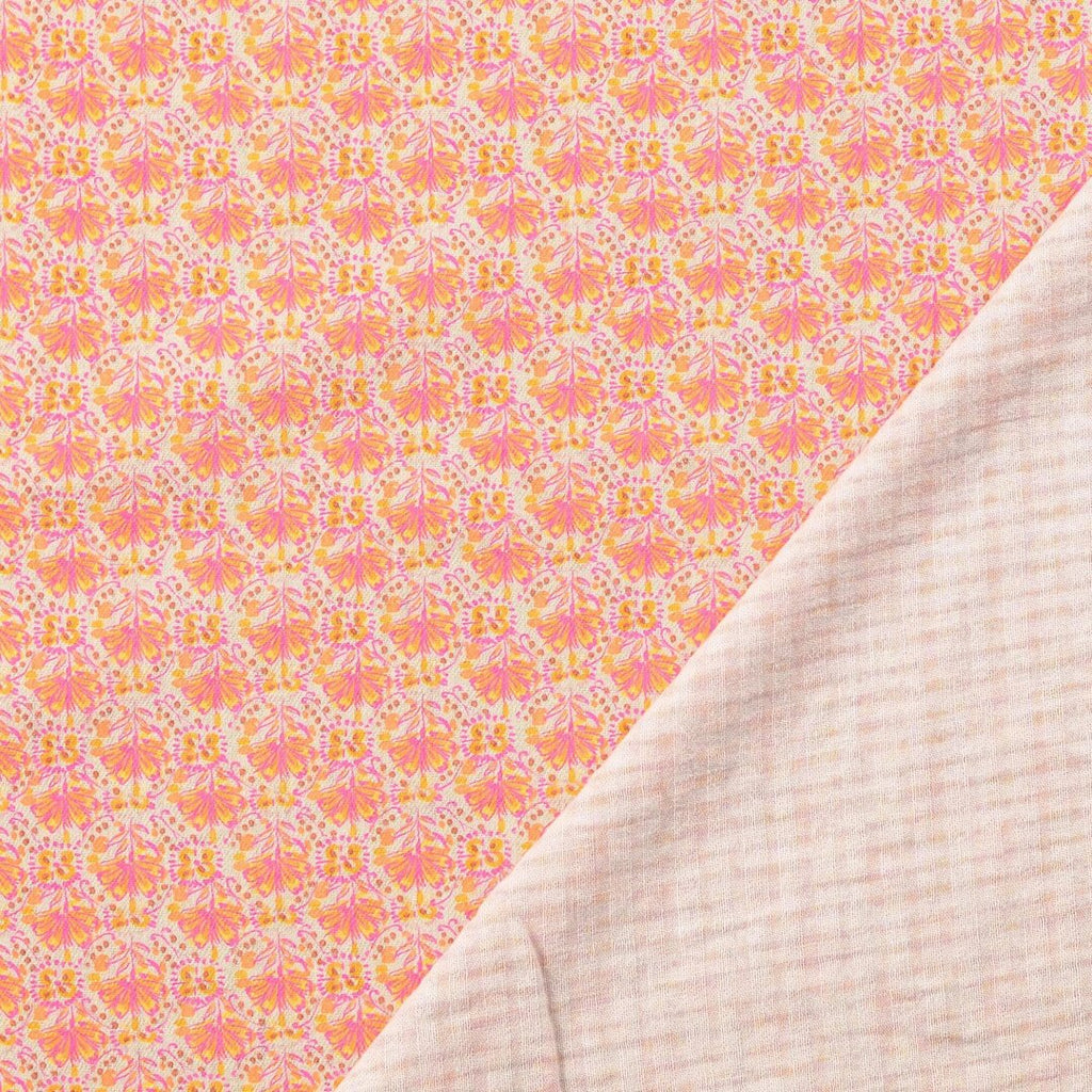 Baumwolle "Vintage" Blumen - orange *Videovorstellung*