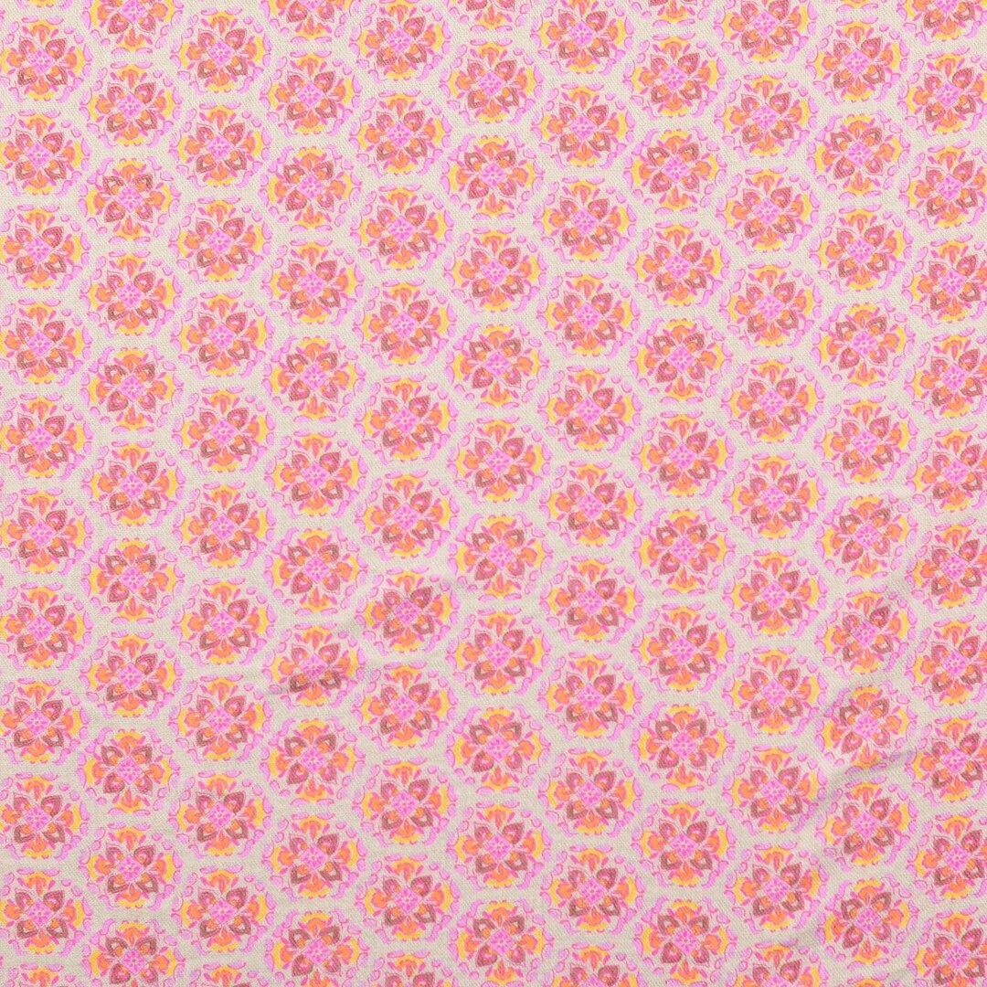 Baumwolle "Vintage" Blumenornamente - pink *Videovorstellung*