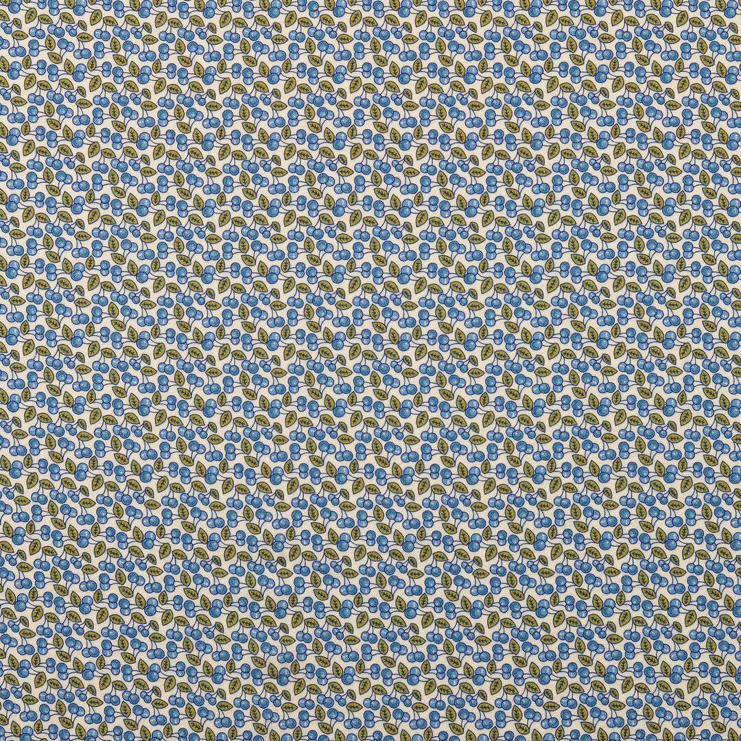 Baumwoll-Seersucker - vintage Kirschen blau