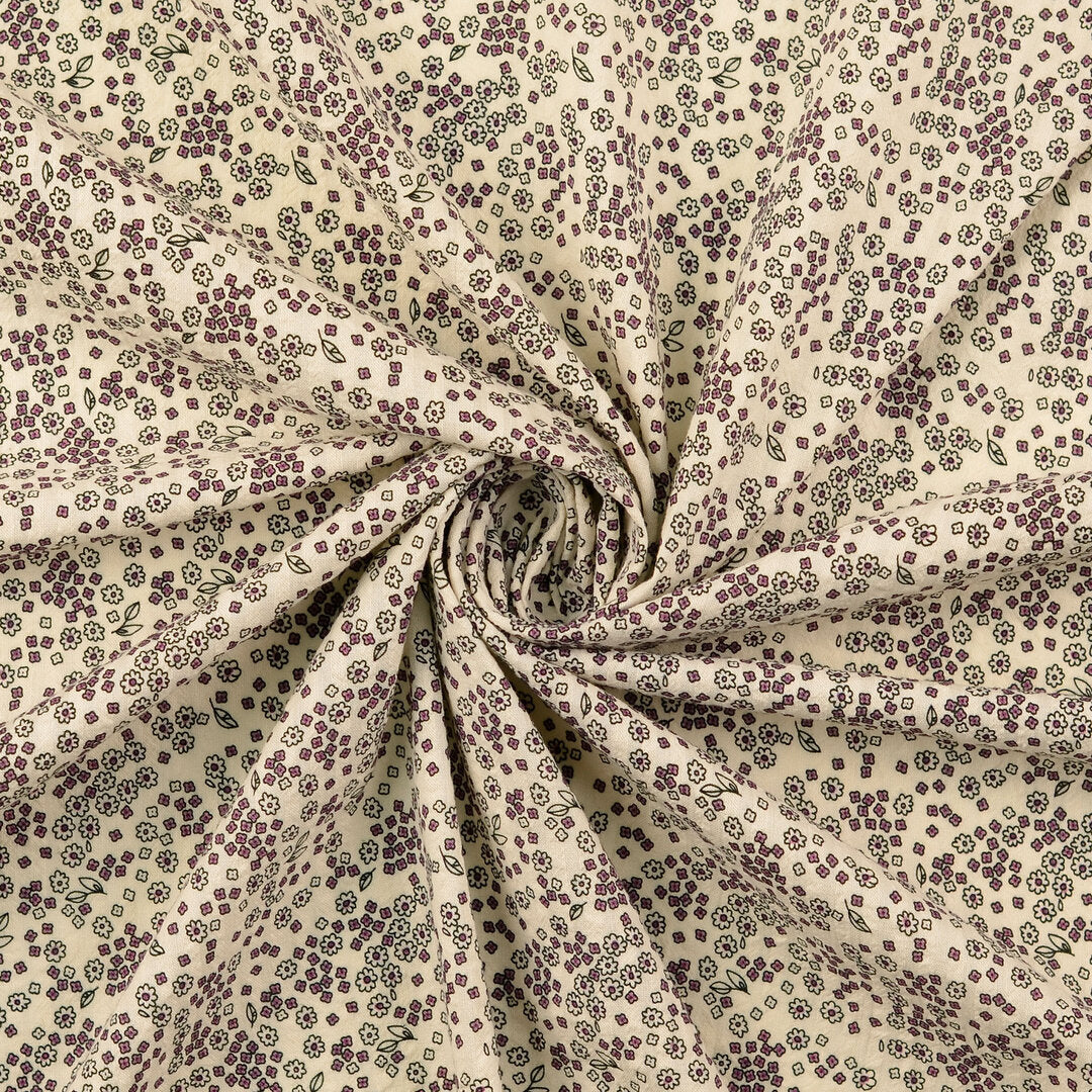 Baumwoll-Seersucker - vintage Streublüten purple