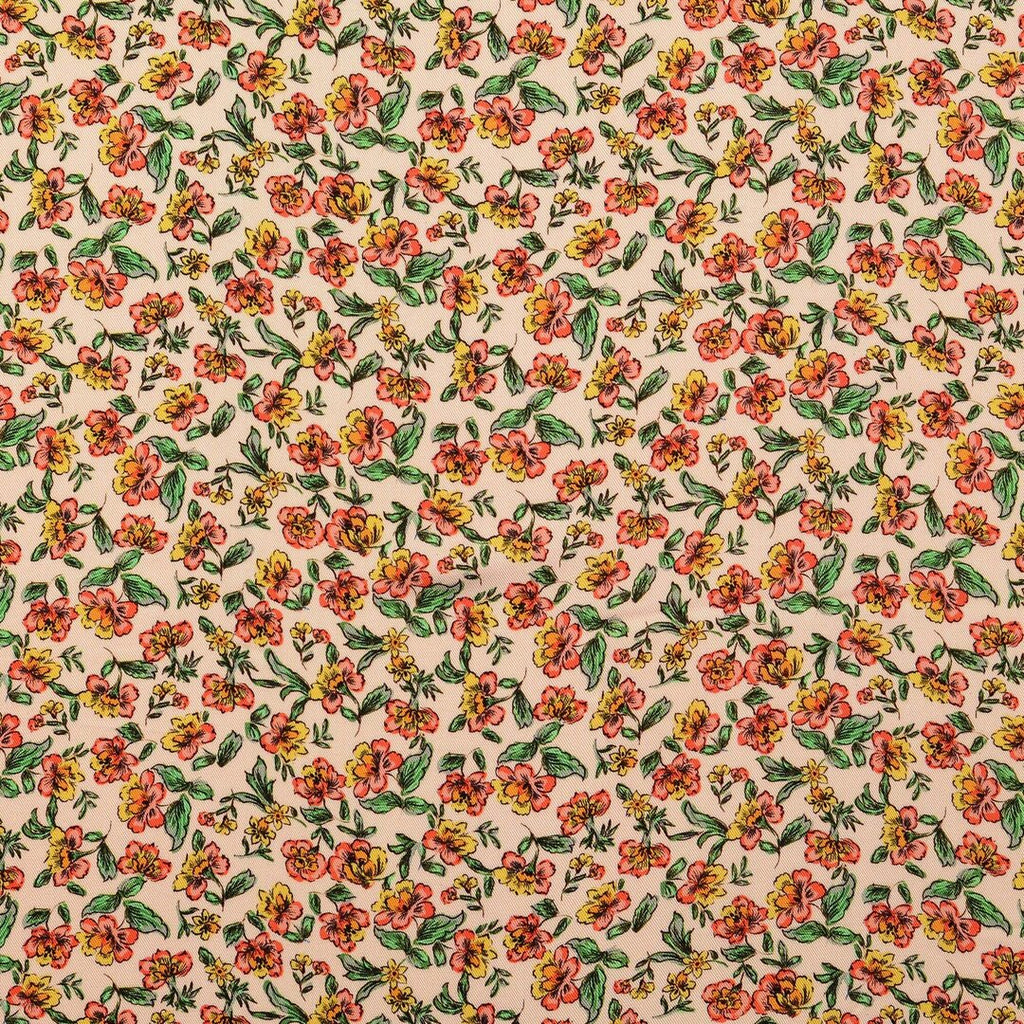 Viskose Satin Twill "floral" - Blümchen lachs