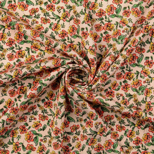 Viskose Satin Twill "floral" - Blümchen lachs