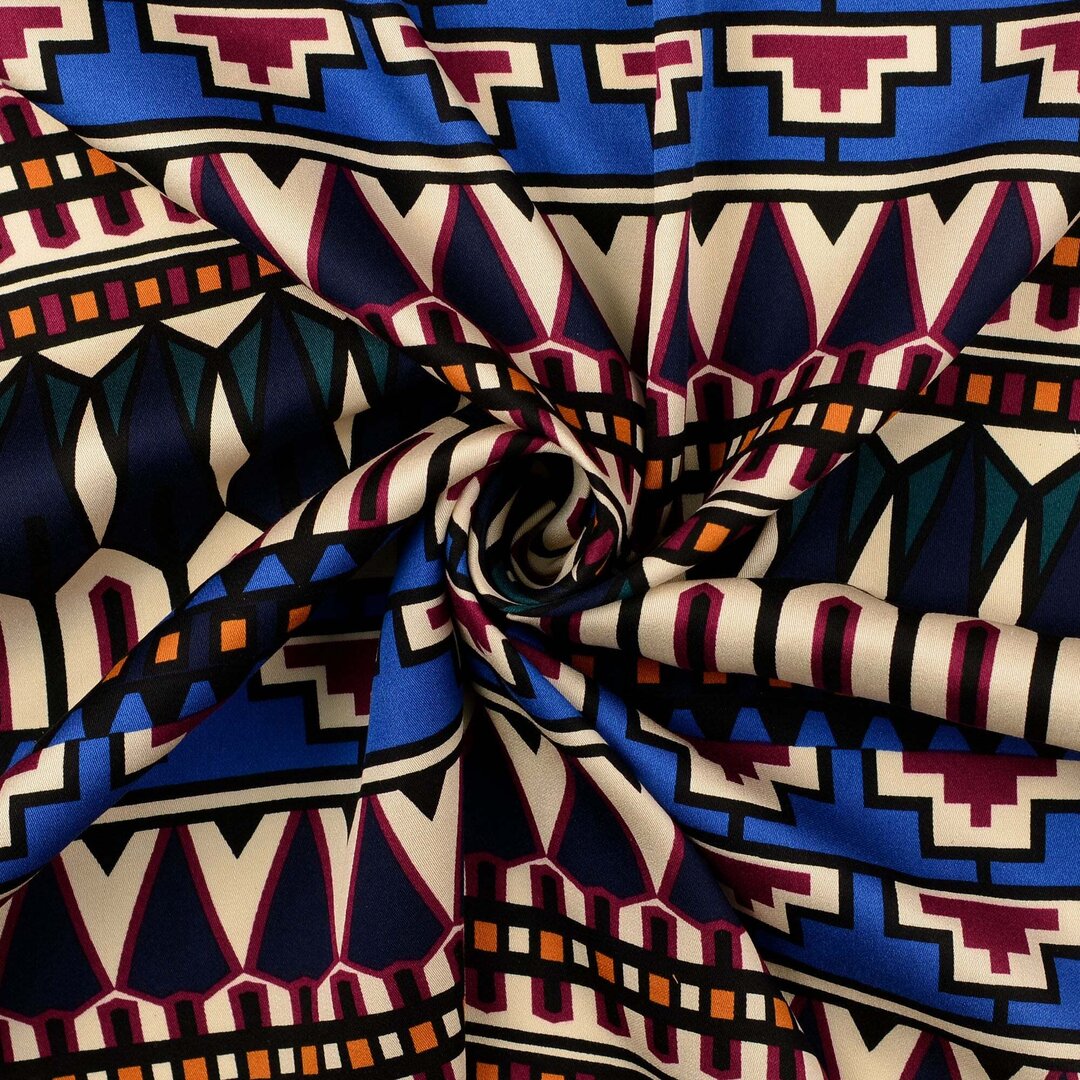 Viskose Satin "aztekisch" - royalblau