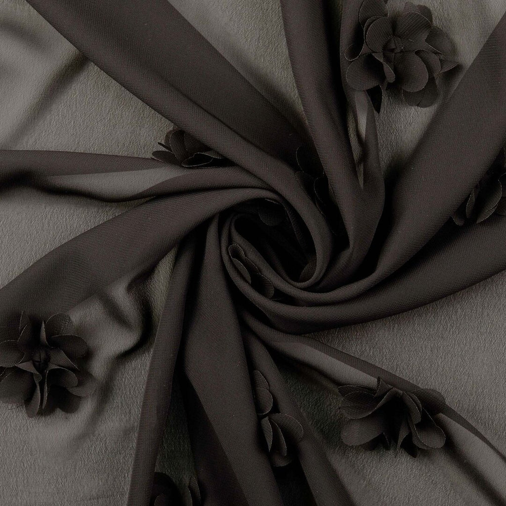 Chiffon 3D Blüten - schwarz