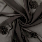 Chiffon 3D Blüten - schwarz
