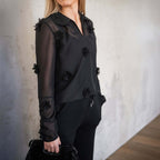 Chiffon 3D Blüten - schwarz