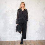Chiffon 3D Blüten - schwarz