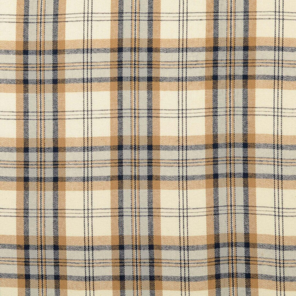 Baumwoll-Flanell Karo - sand/blau
