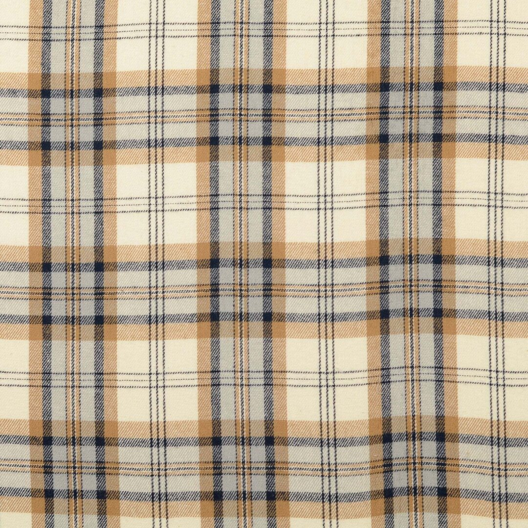 Baumwoll-Flanell Karo - sand/blau