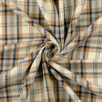 Baumwoll-Flanell Karo - sand/blau