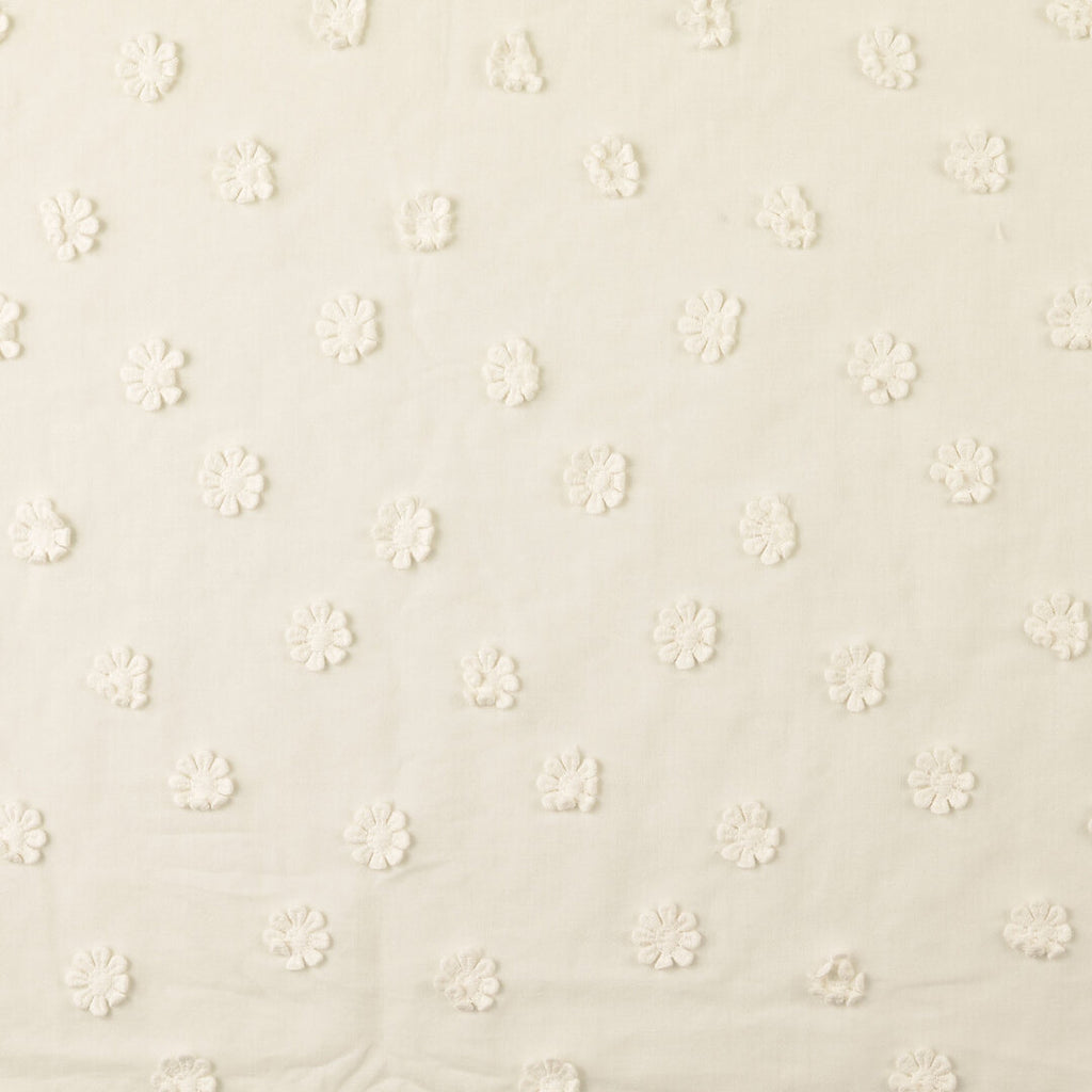 Baumwollstoff mit 3D-Stickerei Blüten - offwhite