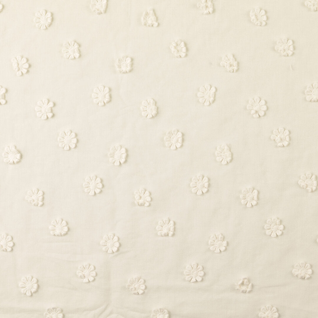Baumwollstoff mit 3D-Stickerei Blüten - offwhite