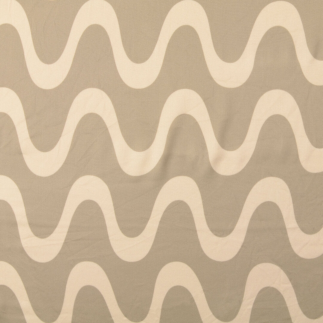 Viskose Satin Wellen - graubeige