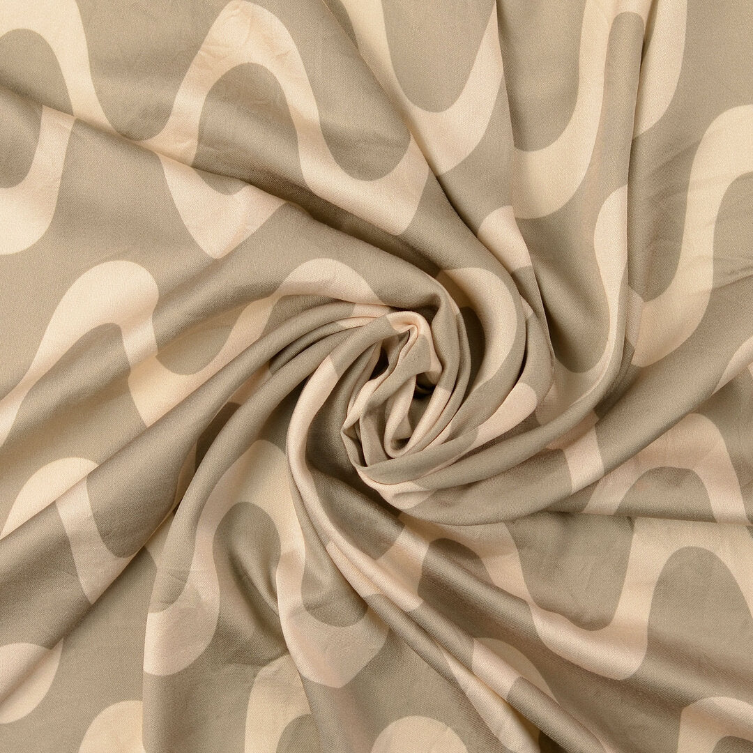 Viskose Satin Wellen - graubeige